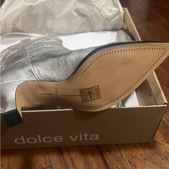 NEW DOLCE VITA Leather Angel Western Booties silver metallic for women 925 5t3 - Picture 8 of 8
